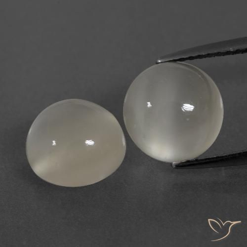 6.24ctw Naturale Bianco caldo Pietra di luna, Rotondo, Traslucido