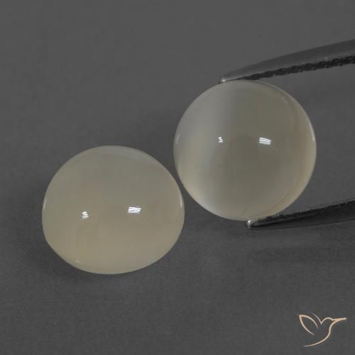 6.28ctw Naturale Bianco caldo Pietra di luna, Rotondo, Traslucido