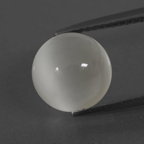 Pietra di luna naturale bianco da 3,51 ct, taglio rotondo, traslucido