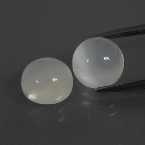 Pietra di luna naturale bianco da 5,22 ct, taglio rotondo, traslucido