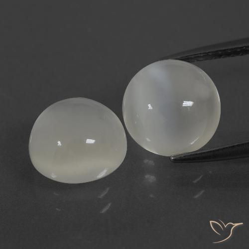 6.13ctw Naturale Bianco caldo Pietra di luna, Rotondo, Traslucido