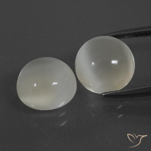 6.32ctw Naturale Bianco caldo Pietra di luna, Rotondo, Traslucido
