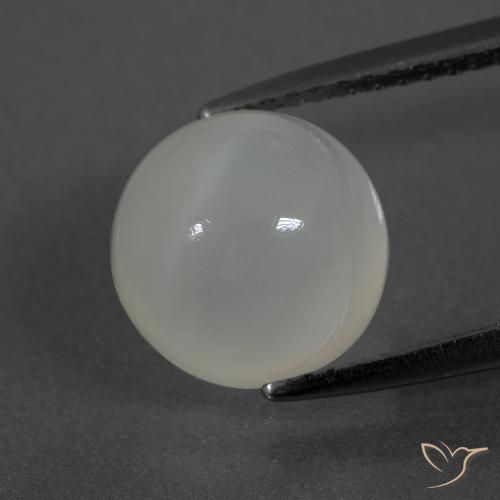Pietra di luna naturale bianco da 3,70 ct, taglio rotondo, traslucido