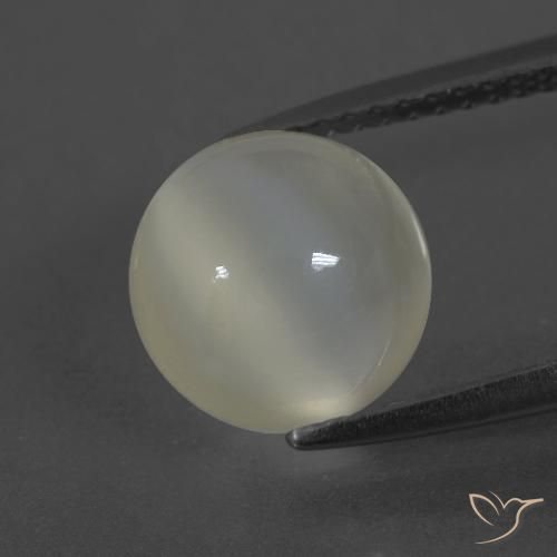 3.44ct Naturale Bianco caldo Pietra di luna, Rotondo, Traslucido