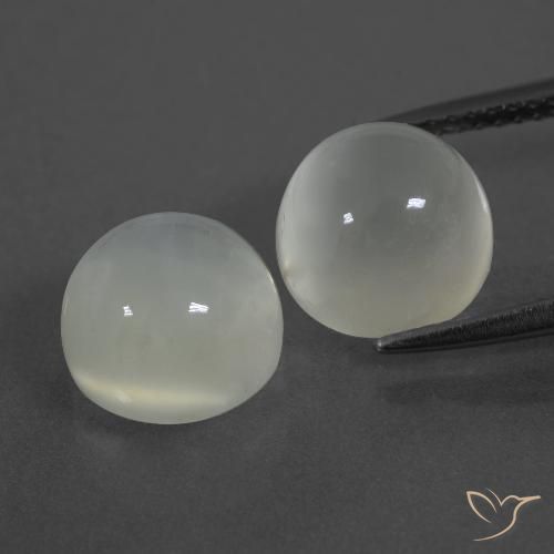 7.60ctw Naturale Bianco caldo Pietra di luna, Rotondo, Traslucido