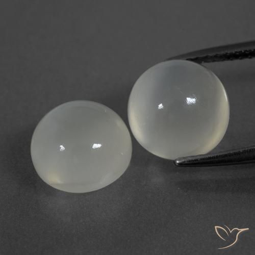6.94ctw Naturale Bianco caldo Pietra di luna, Rotondo, Traslucido