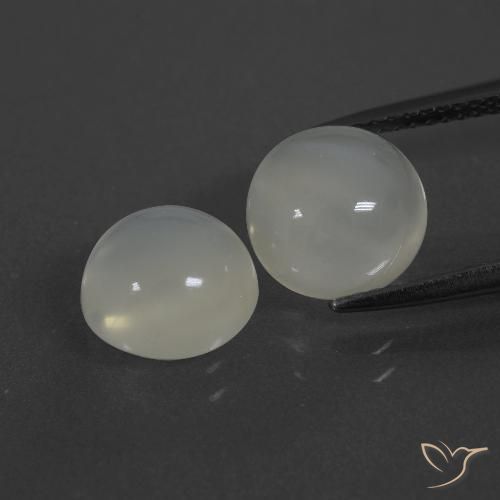 6.12ctw Naturale Bianco caldo Pietra di luna, Rotondo, Traslucido