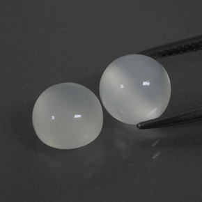Gemme di pietra di luna bianco naturale da 5,18 ct, taglio rotondo, traslucido