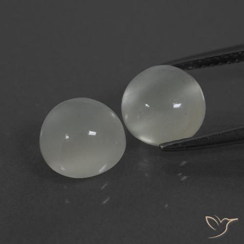 4.91ctw Naturale Bianco caldo Pietra di luna, Rotondo, Traslucido