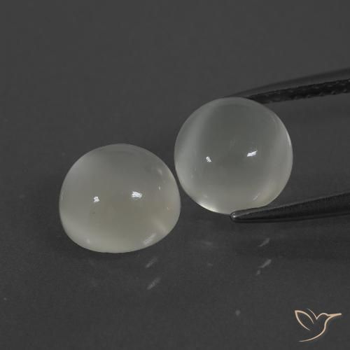 4.34ctw Naturale Bianco caldo Pietra di luna, Rotondo, Traslucido