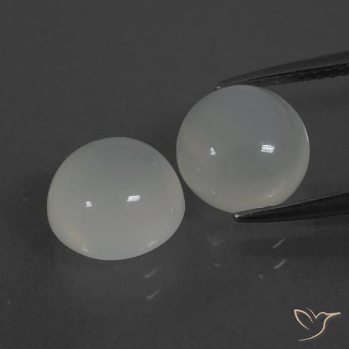 6.17ctw Naturale Bianco caldo Pietra di luna, Rotondo, Traslucido