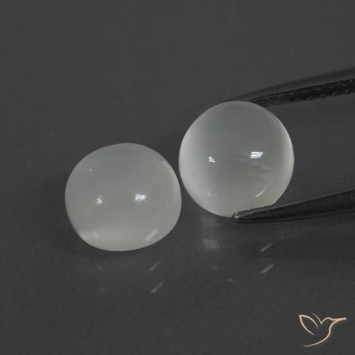4.24ctw Naturale Bianco caldo Pietra di luna, Rotondo, Traslucido