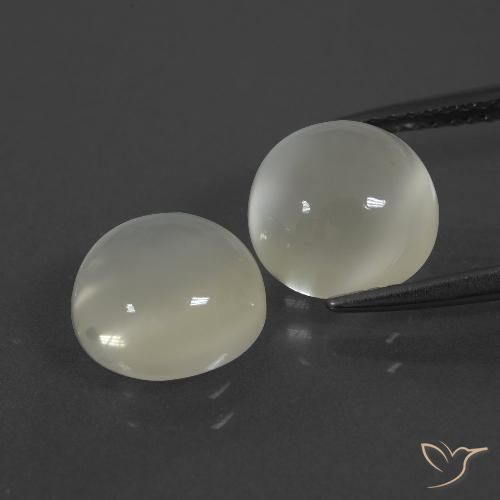 6.22ctw Naturale Bianco caldo Pietra di luna, Rotondo, Traslucido