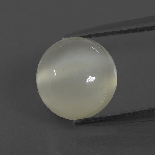 Pietra di luna naturale bianco da 3,22 ct, taglio rotondo, traslucido