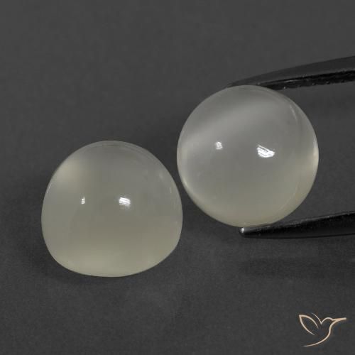 5.79ctw Naturale Bianco caldo Pietra di luna, Rotondo, Trasparente