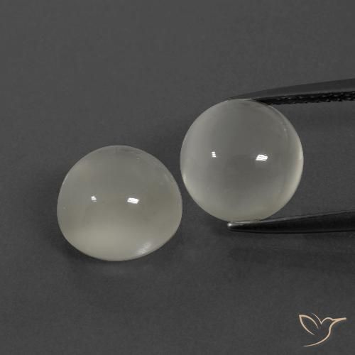 7.56ctw Naturale Bianco caldo Pietra di luna, Rotondo, Traslucido