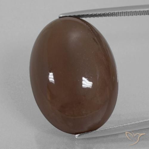 28.02ct Naturale Marrone cioccolato Pietra di luna, Ovale, Opaco