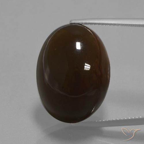 32.69ct Naturale Marrone scuro Pietra di luna, Ovale, Opaco