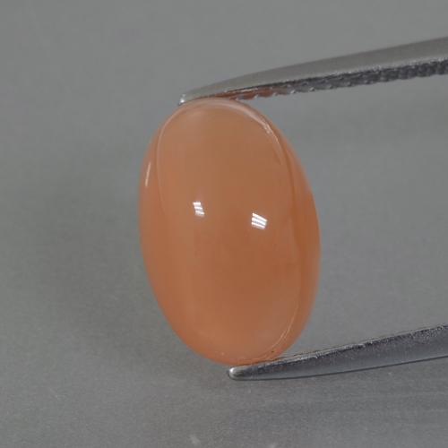 Pietra di luna Pesca naturale da 4.42 ct, Taglio ovale, Traslucido