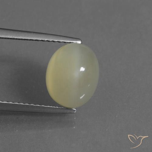 4.45ct Naturale Giallo chiaro Pietra di luna, Ovale, Traslucido
