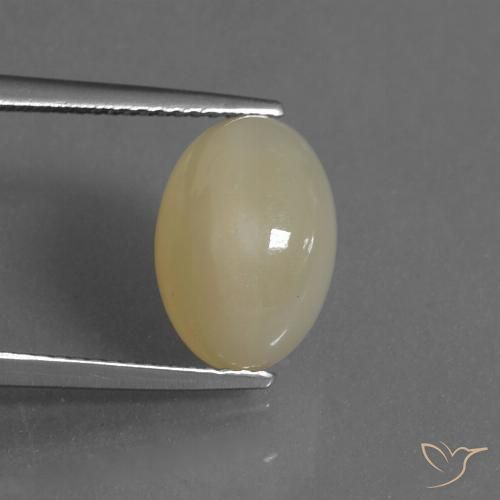 4.88ct Naturale Giallo chiaro Pietra di luna, Ovale, Traslucido