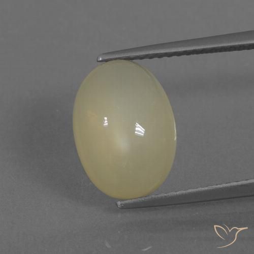 5.18ct Naturale Giallo chiaro Pietra di luna, Ovale, Traslucido