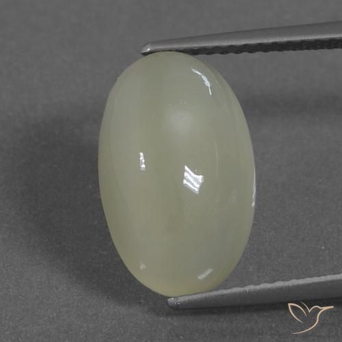 5.76ct Naturale Giallo grigiastro-verde Pietra di luna, Ovale, Traslucido