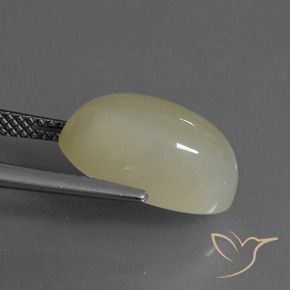 Pietra di luna Giallo grigiastro-verde naturale da 6.36 ct, Ovale, Traslucido