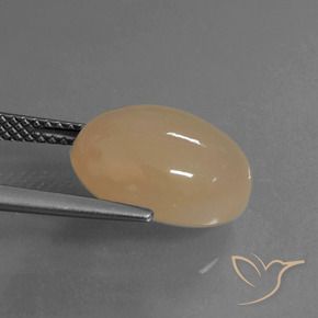 Pietra di luna Cantalupo Arancia naturale da 6.15 ct, Ovale, Traslucido