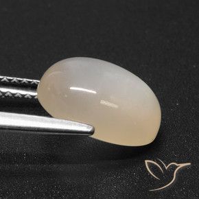 Pietra di luna Bianco naturale da 3.71 ct, Ovale, Traslucido
