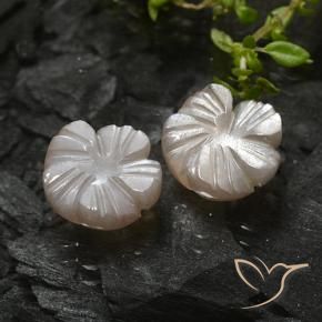 Gemme di Pietra di luna Marrone Molto Chiaro naturale da 4.73 ct, Taglio a fiore, Traslucido