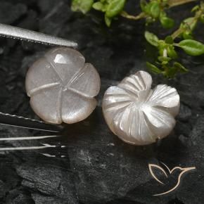 Gemme di Pietra di luna Marrone Molto Chiaro naturale da 4.73 ct, Taglio a fiore, Traslucido