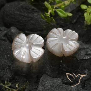 Gemme di Pietra di luna Marrone chiaro caldo Warm naturale da 3.96 ct, Taglio a fiore, Traslucido