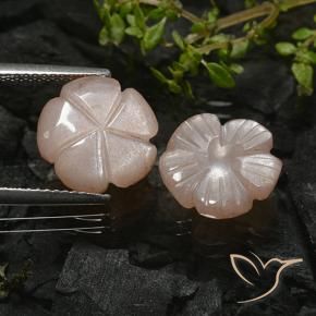 Gemme di Pietra di luna Marrone Caramello Chiaro naturale da 6.87 ct, Taglio a fiore, Traslucido