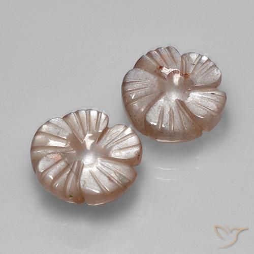 Gemme di Pietra di luna Marrone Chiaro naturale da 10.37 ct, Taglio a fiore, Traslucido