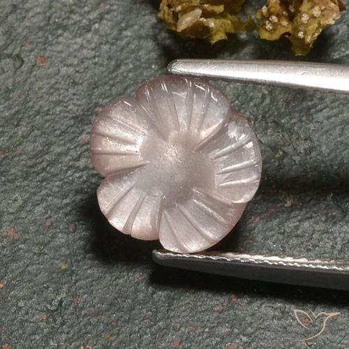 3.00ct Naturale Marrone Caramello Chiaro Pietra di luna, Taglio a fiore, Traslucido
