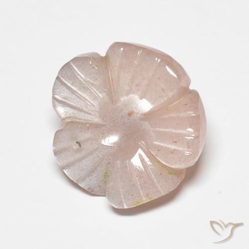 4.47ct Naturale Rosa salmone Pietra di luna, Taglio a fiore, Traslucido