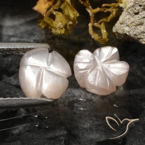 Gemme di Pietra di luna Marrone Molto Chiaro naturale da 2.36 ct, Taglio a fiore, Traslucido
