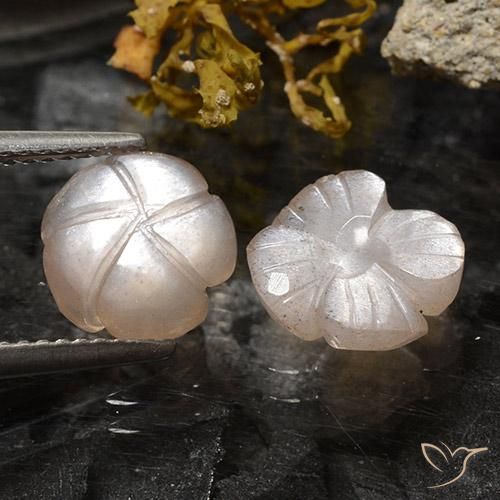 Gemme di Pietra di luna Marrone Caramello Chiaro naturale da 3.75 ct, Taglio a fiore, Traslucido