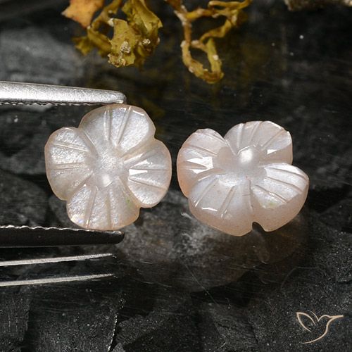 2.32ctw Naturale Marrone Caramello Chiaro Pietra di luna, Taglio a fiore, Traslucido