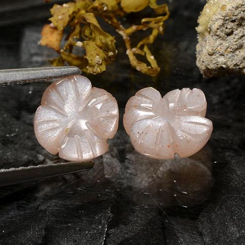 Pietra di luna naturale marrone da 2,79 ct, taglio fiore, traslucido