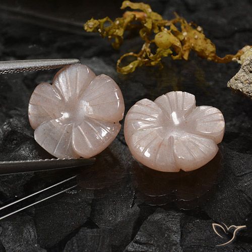10.47ctw Naturale Marrone Molto Chiaro Pietra di luna, Taglio a fiore, Traslucido
