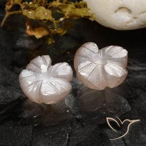 Gemme di Pietra di luna Rosa Molto Chiaro naturale da 3.40 ct, Taglio a fiore, Traslucido