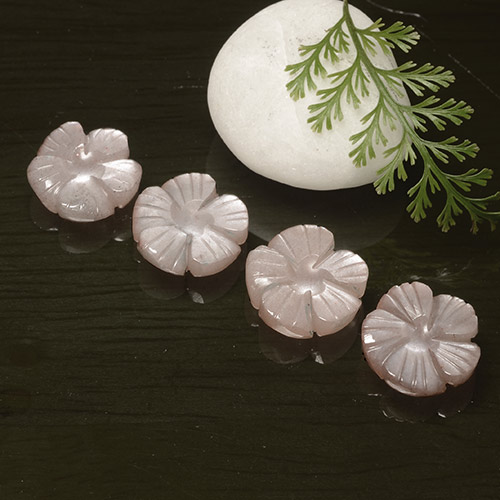 Gemme di Pietra di luna Rosa Molto Chiaro naturale da 17.30 ct, Taglio a fiore, Traslucido