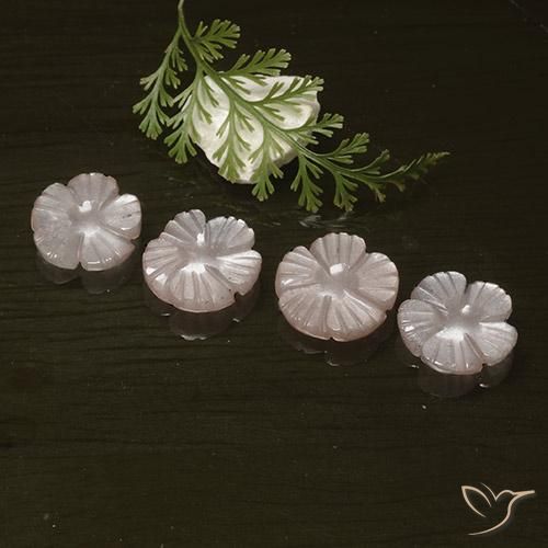 10.10ctw Naturale Rosa Molto Chiaro Pietra di luna, Taglio a fiore, Traslucido