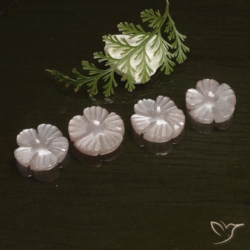 Gemme di Pietra di luna Rosa Molto Chiaro naturale da 10.10 ct, Taglio a fiore, Traslucido