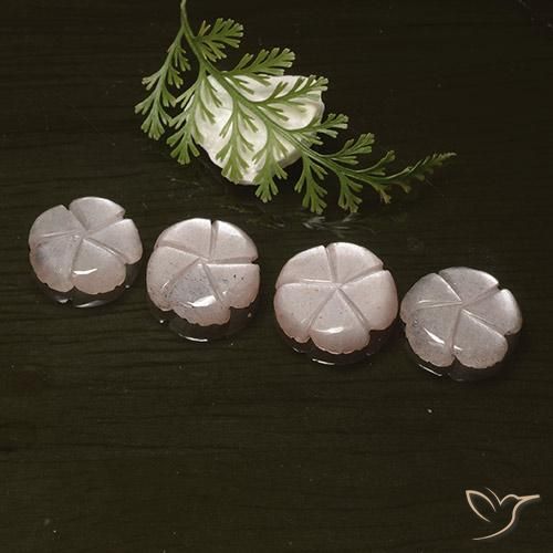 Gemme di Pietra di luna Rosa Molto Chiaro naturale da 10.10 ct, Taglio a fiore, Traslucido