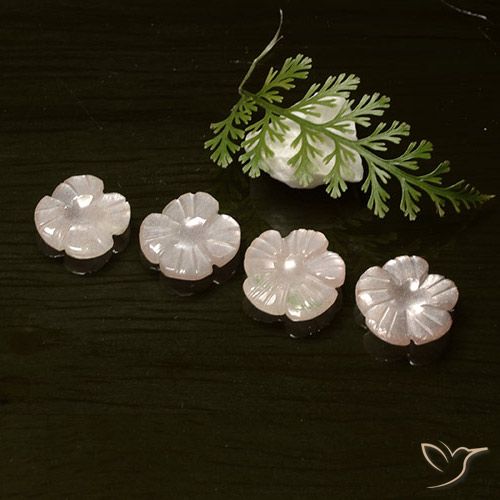 7.19ctw Naturale Rosa Molto Chiaro Pietra di luna, Taglio a fiore, Traslucido