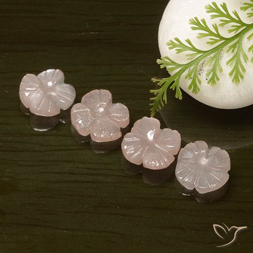6.37ctw Naturale Rosa Molto Chiaro Pietra di luna, Taglio a fiore, Traslucido
