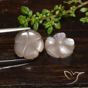 Gemme di Pietra di luna Marrone Molto Chiaro naturale da 7.33 ct, Taglio a fiore, Traslucido